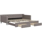 VidaXL Izvlečna dnevna postelja s predali taupe 100x200 cm blago, (20787901) Slike