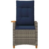  Fotelja za ležanje s pločom za čaj 62 x 64 x 112 cm poliratan - siva i modra | shoptok.hr