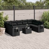 10-dijelni set vrtnih sofa s jastucima crni od poliratana | shoptok.hr