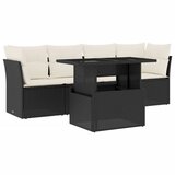 Maison Chic Seti vrtnega pohištva - Vrtna garnitura - Vrtni pohištvo set 5-delna z blazinami črn poli ratan, (21820625) | Shoptok.si