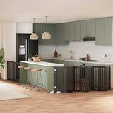 vidaXL Ograda za pse z vrati zložljiva 9 panelov črna 450 cm les | Shoptok.si