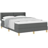 vidaXL Postelja s škatlastim vzmetenjem z vzmetnico temno siva 140x200 cm tkanina, Nastavljivo vzglavje z gumbi temno sivo 140 cm tkanina | Shoptok.si