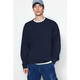 Trendyol Navy Blue Men's Basic Oversize/Wide Cut Crew Neck Soft Brushed Thessaloniki Sweatshirt. cene