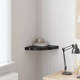  Plutajuća kutna polica visoki sjaj crna 35 x 35 x 3,8 cm MDF | shoptok.hr