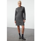 Trendyol Anthracite Mini Knit Basic Cotton Dress Cene