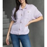 Gemre Women's purple short-sleeve sweater with decorative buttons Shela | shoptok.hr