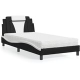 The Living Store Postelja z vzmetnico črna in bela 100x200 cm umetno usnje - Postelja, (21608244) | Shoptok.si
