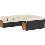  The Living Store Vrtna sedežna garnitura 10-delna z blazinami črn poli ratan - Vrtna Sedežna Garniture, (21449377) | Shoptok.si