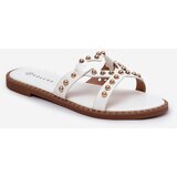 Boto Embellished Flat Women's Slippers White Adivrae | Shoptok.si