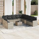 vidaXL 12-dijelni set vrtnih sofa poliratan s jastucima svijetlosivi Cijene