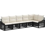 vidaXL Vrtna sedežna garnitura 6 pcs Črna poli ratan, (5000271692) | Shoptok.si