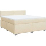 vidaXL Box spring postelja z vzmetnico krem 180x200 cm blago | Shoptok.si