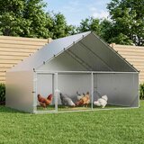  Kokošinjac s krovom Srebrna 300 x 200 x 190 cm Pocinčani čelik | shoptok.hr