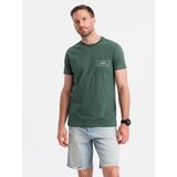 Ombre Streetstyle men's cotton t-shirt with pocket print - dark green | Shoptok.si