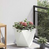 vidaXL Cvetlično korito Bela 40 x 40 x 40 cm Jeklo | Shoptok.si