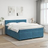 Boxspring krevet s madracem Tamno plava 180 x 200 cm Baršun | shoptok.hr