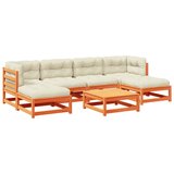  The Living Store Vrtna sedežna garnitura 7-delna z blazinami voščeno rjava - Vrtna Sedežna Garnitura, (21447053) | Shoptok.si