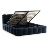 Micadoni Tamno plavi tapecirani bračni krevet s prostorom za odlaganje s podnicom 160x200 cm Lupine – | shoptok.hr