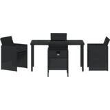 vidaXL 5 kom set za objedovanje u vrtu s jastučićima crni poli ratan, vrtni stol crni 140x80x73 cm staklo otporno na udarce | shoptok.hr