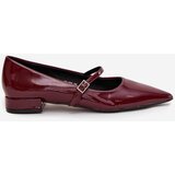 Boto Patent leather ballerinas with a delicate heel with strap Bordeaux Isvella | Shoptok.si