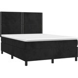 vidaXL Box spring posteljni z vzmetnico črn 140x190 cm žamet | Shoptok.si