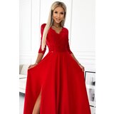 Numoco Elegant lace long dress with neckline and slit | Shoptok.si