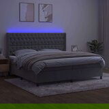  Box spring postelja z vzmetnico LED svetlo siva 200x200cm žamet, (20761067) | Shoptok.si
