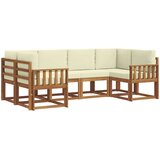  Set vanjskih sofa 6 kom. Prirodna i krem Smeđa 245 x 128,5 x 73 cm | Shoptok.si