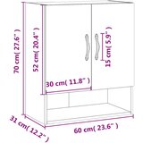 vidaXL Stenska omarica bela 60x31x70 cm inženirski les | Shoptok.si