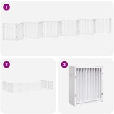 vidaXL Ograda za pse z vrati zložljiva 12 panelov bela 960 cm les | Shoptok.si