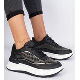 Gemre Black women's sneakers with rhinestones Fucco | Shoptok.si