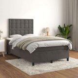 Box spring krevet s madracem tamnosivi 120 x 200 cm baršunasti Cijene