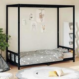  Okvir za dječji krevet crni 90 x 190 cm od masivne borovine | shoptok.hr