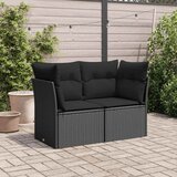  Vrtna sofa s jastucima za 2 osobe, crna, poli ratan | shoptok.hr