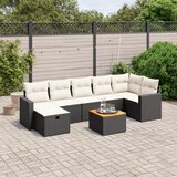 Maison Chic Seti vrtnega pohištva - Vrtna garnitura - Vrtni pohištvo set 8-delna z blazinami črn poli ratan, (21800239) | Shoptok.si