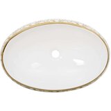 Nadgradni umivaonik bijelo-zlatni ovalni 59x40x15 cm keramički | shoptok.hr