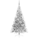 vidaXL Umjetna preddekorirana božićna jelka srebrna 210 cm PET | Shoptok.si