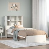 vidaXL Krevet s regalom za knjige bez madraca bijeli 90x190cm borovina Cijene