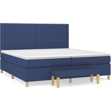  Krevet s oprugama i madracem plavi 200 x 200 cm od tkanine Slike