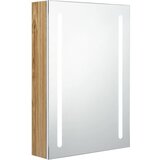 Maison Chic LED Kopalniška omarica - Kopalniški kabinet z ogledalom bela in hrast 50x13x70 cm, (21795041) Cene