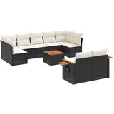  The Living Store Vrtna sedežna garnitura 10-delna z blazinami črn poli ratan - Vrtna Sedežna Garniture, (21463326) | Shoptok.si
