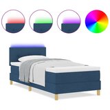 Box Spring Postelja z Vzmetnico & LED Modra 90x190 cm Tkanina, (22080848) | Shoptok.si