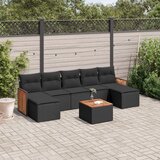 Maison Chic Seti vrtnega pohištva - Vrtna garnitura - Vrtni pohištvo set 8-delna z blazinami črn poli ratan, (21799529) | Shoptok.si
