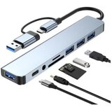 Linkom USB HUB USB3.0+TIP C na 4x USB 3.0+TIP C+SD/micro sd+autio metal | Eponuda.com