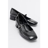 LuviShoes JOFF Black Patent Leather Women's Heeled Shoes Cene