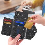 INORCO Ovitek za telefon iz PU usnja+TPU s trikotnim stojalom za telefon za Samsung Galaxy A34 5G, držalo za kartice, bleščeč ovitek v prahu, (22036442) | Shoptok.si