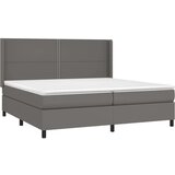  Box spring postelja z vzmetnico LED siva 200x200cm umetno usnje, (20900898) | Shoptok.si