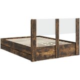  Krevetna konstrukcija s pohranom i uzglavljem Dimljeni hrast Smeđa 120 x 190 cm | Shoptok.si