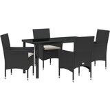 vidaXL 5-dijelni set za obedovanje u vrtu s jastučićima crni poliratan, vrtni stol crni 140x80x73 cm od kaljenog stakla Cijene