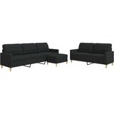 vidaXL 3-dijelni set sofa s tabureom crni od tkanine | shoptok.hr